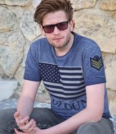 Top Gun T-shirt, ronde hals van katoen US Flag blauw (XL)