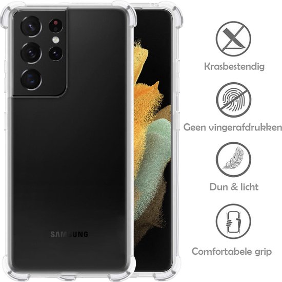 Coque Samsung S21 Ultra Transparente Avec Protecteur D'écran Antichoc - Coque Samsung Galaxy S21 Ultra - Coque Antichoc Samsung S21 Ultra Avec Protecteur D'écran - Wit