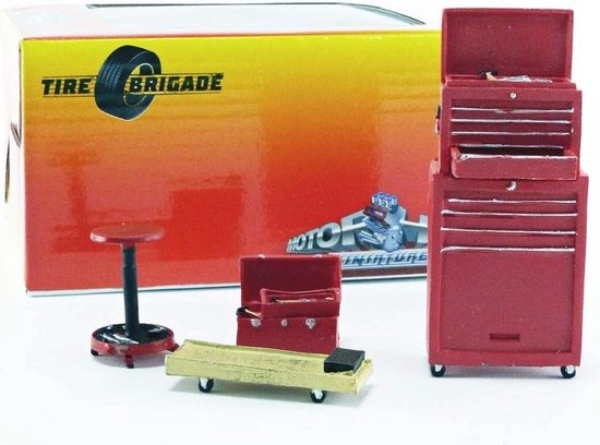 Motorhead Tire Brigade Shop.Red 4 Piece Tool set Motorhead Modelauto 1:18 189 Schaalmodel