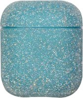 Apple AirPods 1 & 2 glitter hard case - blauw - Geschikt voor