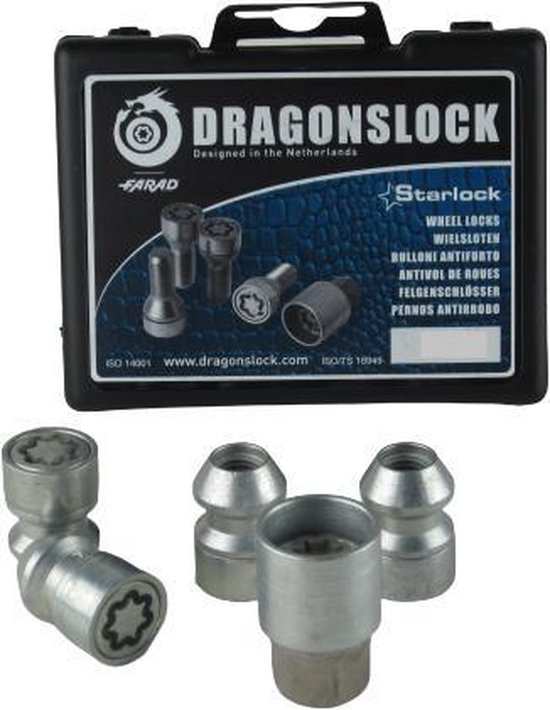 Dragonslock Slotmoerset - Hyundai i30 2007-2017 - Verzinkt - Wielslot / Velgslot - Zilver / Grijs