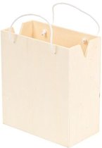 Houten houten tas met hengsel groot 15.8 centimeter x 9 centimeter x 18cm