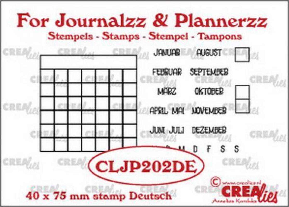 Crealies For journalzz & plannerzz stempels - Maanden DE - stempel agenda - tabel