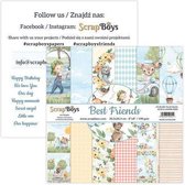 ScrapBoys Best Friends paperpad 12 vl+cut out elements-DZ BEFR-10 190gr 20,3x20,3cm