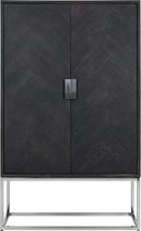 Wandkast 2-deuren zilver/zwart hout metaal laag (r-000SP34007)