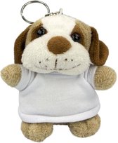 Sleutelhanger - T-shirt met jouw eigen ontwerp - Pluche hond - 10 cm