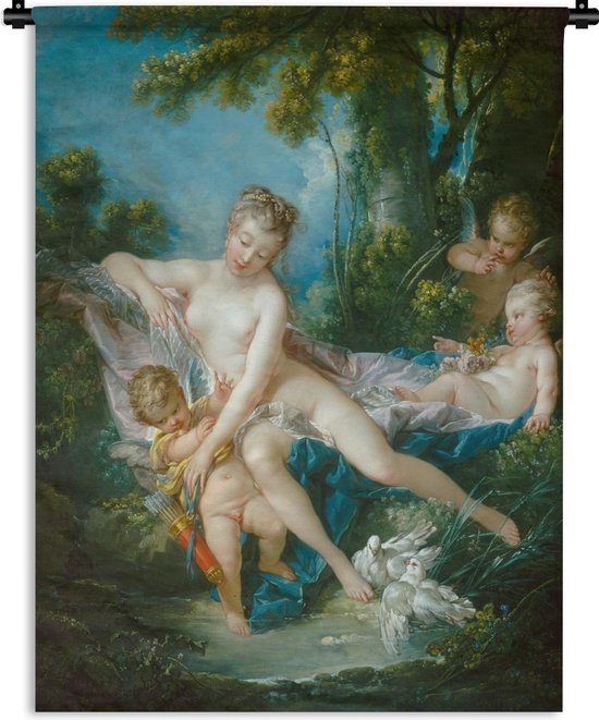 Wandkleed Francois Boucher - Venus troostende liefde - Schilderij van Francois Boucher Wandkleed katoen 60x80 cm - Wandtapijt met foto
