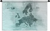 Wandkleed EuropakaartenKerst illustraties - Europakaart in lichtblauw en donkerblauw op krantenpapier Wandkleed katoen 180x120 cm - Wandtapijt met foto XXL / Groot formaat!