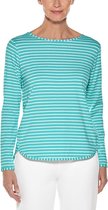 Coolibar - UV Shirt voor dames - Longsleeve - Heyday - Helder Aqua/Wit - maat XL