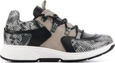 XsensibleVrouwenLerenSlangenprintLagesneakers/Damesschoenen30207.3-Zwart-Maat39