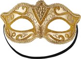 dressforfun - Venetiaans masker met patroon goud - verkleedkleding kostuum halloween verkleden feestkleding carnavalskleding carnaval feestkledij partykleding - 303527