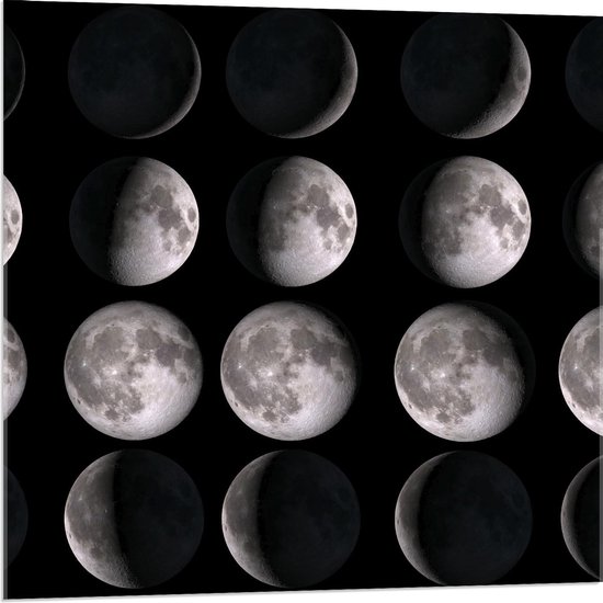 Acrylglas - Verloop van de Maan in de Nacht - 80x80cm Foto op Acrylglas (Met Ophangsysteem)