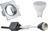 LED Spot Set - Trinon - GU10 Fitting - Inbouw Vierkant - Glans Chroom - 4W - Warm Wit 3000K - Kantelbaar 80mm