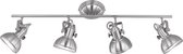 LED Plafondspot - Trinon Gini - E14 Fitting - 4-lichts - Rond - Mat Nikkel - Aluminium