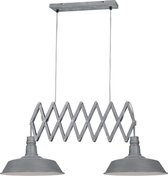 LED Hanglamp - Trinon Detrino - E27 Fitting - 2-lichts - Rond - Beton Look - Aluminium