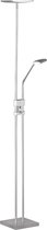 LED Vloerlamp - Trinon Lukens - 15W + 3W - Warm Wit 3000K - 2-lichts - Dimbaar - Vierkant - Mat Nikkel - Aluminium