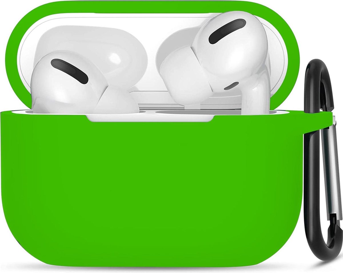 Hoesje geschikt voor Apple Airpods Pro - Softcase - Sleutelhanger - Cover - Extra dun - Siliconen - Lichtgroen