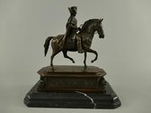 Bronzen beeld - Keizer Frederik II te paard - Pruisen - 25 cm hoog