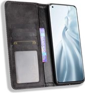 Xiaomi Mi 11 Hoesje Vintage Portemonnee Book Case Zwart