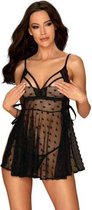 Bundle - Obsessive - Heartia Babydoll Met Open Cups S/M met glijmiddel