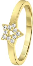 Lucardi - Meisjes - Kinder ring met plating - Zirkonia - Cadeau - Echt Zilver - Goudkleurig