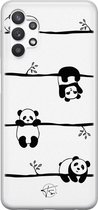 Samsung Galaxy A32 5G siliconen hoesje - Panda - Soft Case Telefoonhoesje - Zwart - Print