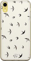 iPhone XR hoesje - Vogels / Birds - Soft Case Telefoonhoesje - Print - Beige