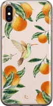Hoesje geschikt voor iPhone Xs - Tropical fruit - Soft Case - TPU - Natuur - Oranje - ELLECHIQ