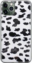 iPhone 11 Pro hoesje - Koeienprint - Soft Case Telefoonhoesje - Print - Zwart