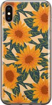 iPhone XS Max hoesje - Zonnebloemen - Soft Case Telefoonhoesje - Bloemen - Geel