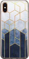 iPhone X/XS hoesje - Geometrisch fade art - Soft Case Telefoonhoesje - Print - Blauw