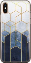 iPhone XS Max hoesje - Geometrisch fade art - Soft Case Telefoonhoesje - Print - Blauw