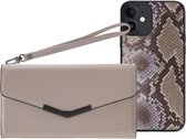 iPhone 12 Mini Clutch Case hoesje - Mobilize - Slangenprint Beige - Kunstleer