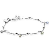 ZINZI zilveren fantasie armband bolletjes zilver rond wit champagne peridot blauw ZIA1996