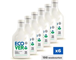 Ecover Zero - Wasverzachter - Voordeelverpakking 6 x 1 L - 198 wasbeurten - 0 % parfum & kleurstoffen - hypoallergeen - Plantaardig & Biologisch afbreekbaar - Dermatologisch getest
