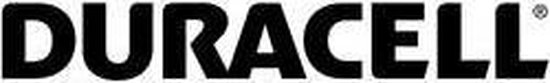 Duracell logo in zwarte letters op witte achtergrond.