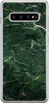 Samsung Galaxy S10 siliconen hoesje - Marble jade green - Soft Case Telefoonhoesje - Groen - Marmer