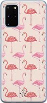 Samsung Galaxy S20 Plus siliconen hoesje - Flamingo - Soft Case Telefoonhoesje - Roze - Print