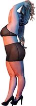 Polka Dot Mesh Halter & Skirt Set - Black - Queen Size - Queen Size - Lingerie For Her - 2 Pcs Set