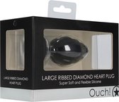 Large Ribbed Diamond Heart Plug - Black - Butt Plugs & Anal Dildos - Ouch Silicone Butt Plug