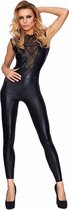 MOGI Wetlook and Mesh Catsuit - Black - S/M - Lingerie For Her