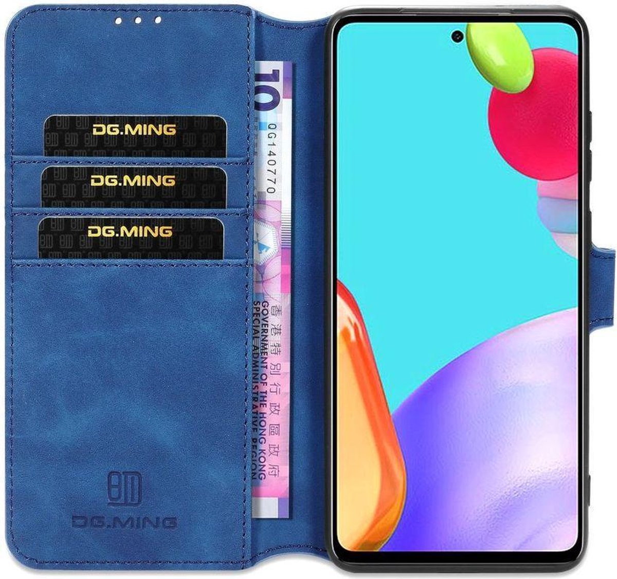 DG Ming Hoesje Geschikt voor Samsung Galaxy A52 / A52S Retro Wallet Book Case Blauw