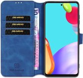 DG Ming Samsung Galaxy A52 Case Retro Wallet Book Case Blauw