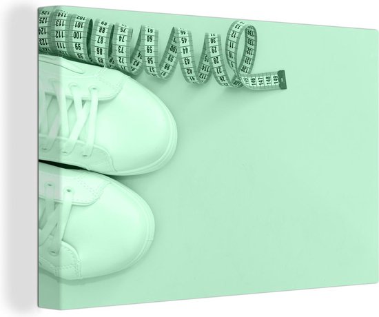 Canvas Schilderij Mintgroene schoenen 150x100 cm Wanddecoratie