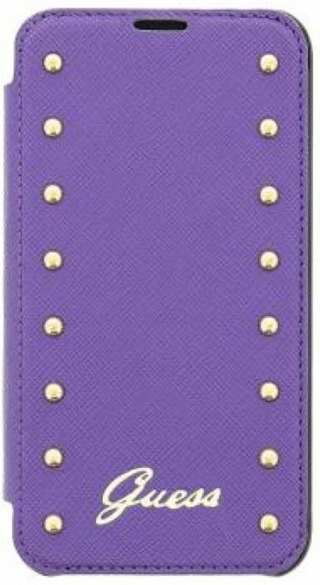 Guess Samsung Galaxy S5 / S5 Neo Folio Case Studded Collection Purple |  bol.com