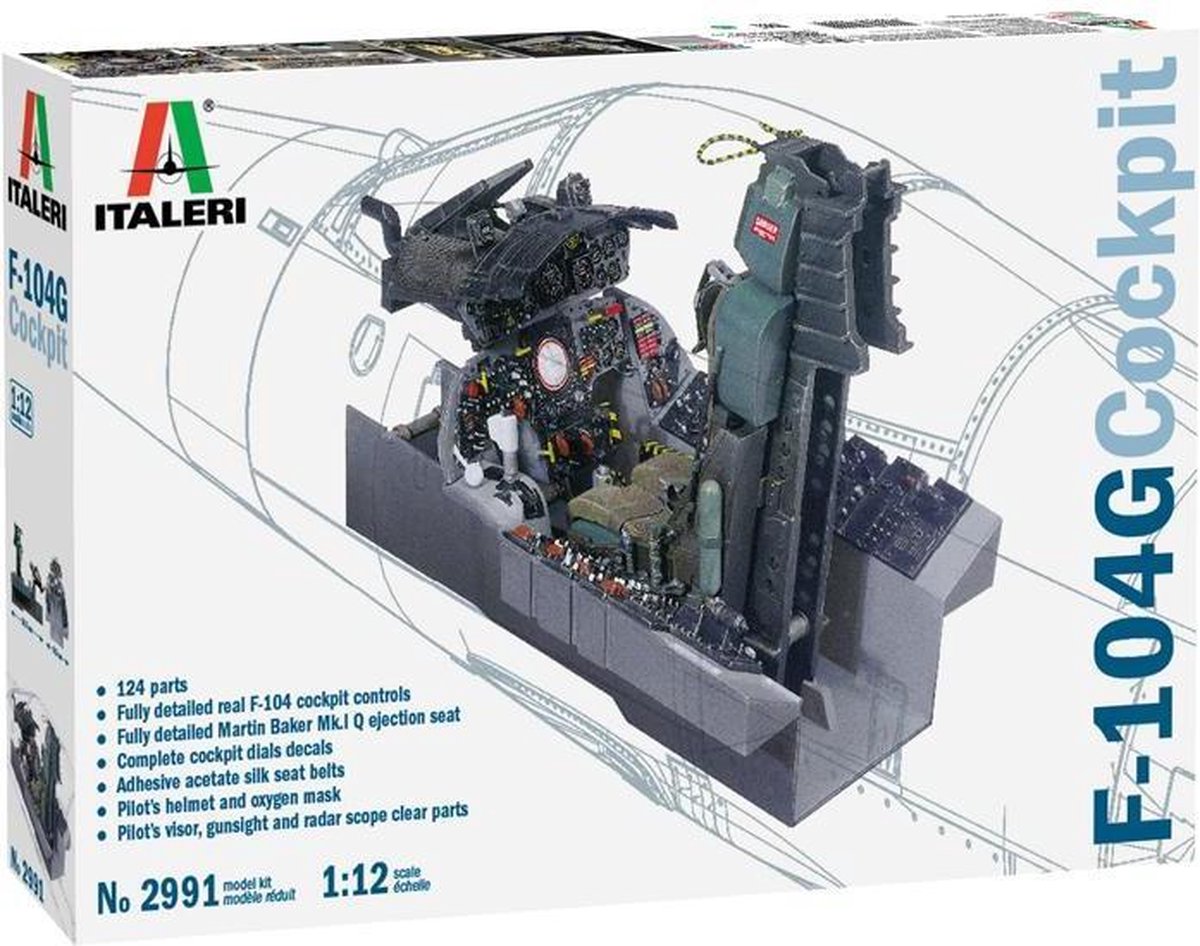 Italeri Modelbouwpakket Vliegtuigen - 2991 F-104 G Cockpit Plastic - 1:12 - Modelbouw