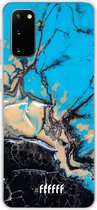 Samsung Galaxy S20 Hoesje Transparant TPU Case - Blue meets Dark Marble #ffffff