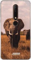 Nokia X6 (2018) Hoesje Transparant TPU Case - Elephants #ffffff