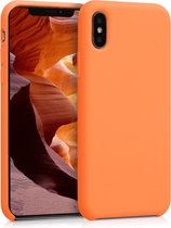 kwmobile telefoonhoesje voor Apple iPhone X - Hoesje met siliconen coating - Smartphone case in fruitig oranje