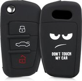 kwmobile autosleutel hoesje voor Audi 3-knops autosleutel - Autosleutel behuizing in wit / zwart - Don't Touch My Car design
